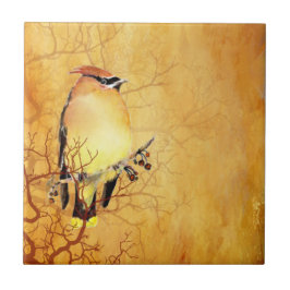 Watercolor Cedar Waxwing Bird Willife Art