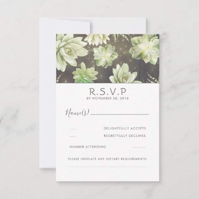 Watercolor Celadon Succulent Wedding RSVP (Frente)