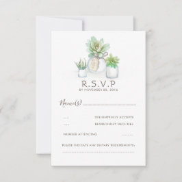 Watercolor Celadon Succulent Wedding RSVP