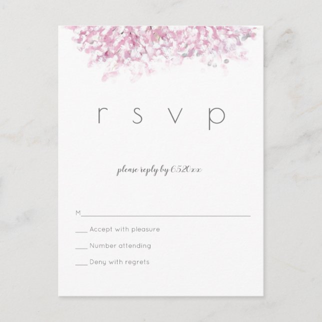 Watercolor cherry blosom casamento rsvp cartões po (Frente)
