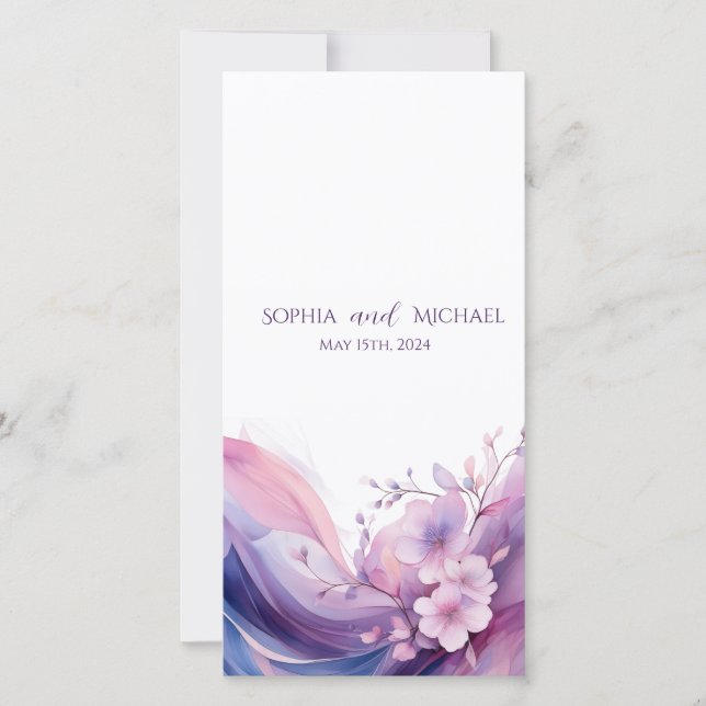 Watercolor Cherry Blossoms- Programa de Casamento- (Frente)