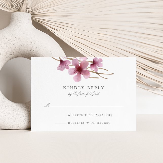 Watercolor Cherry Blossoms Wedding RSVP (Criador carregado)