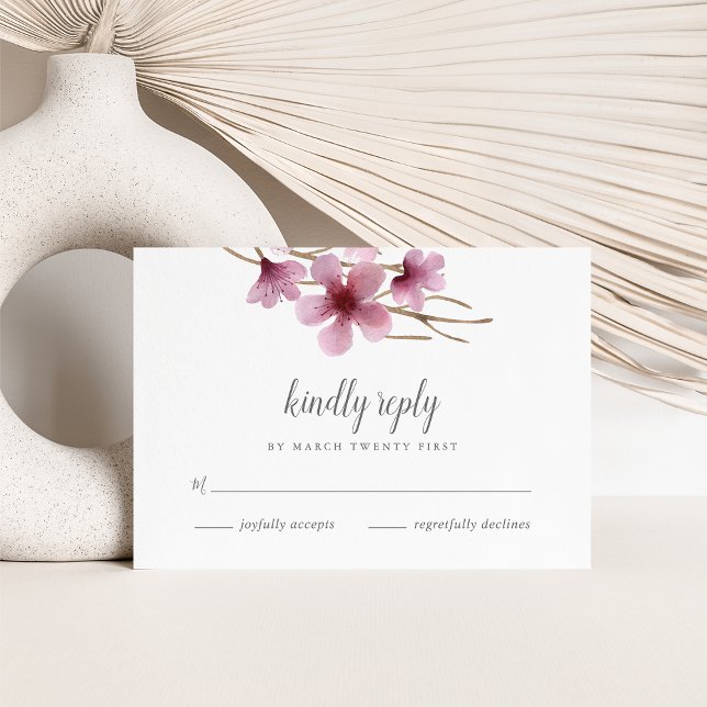 Watercolor Cherry Blossoms Wedding RSVP (Criador carregado)
