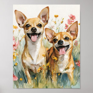 Watercolor Chihuahua Poster - Muro de Cachorro Peq