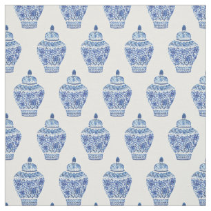 Watercolor Chinoiserie Ginger Jar Tecido