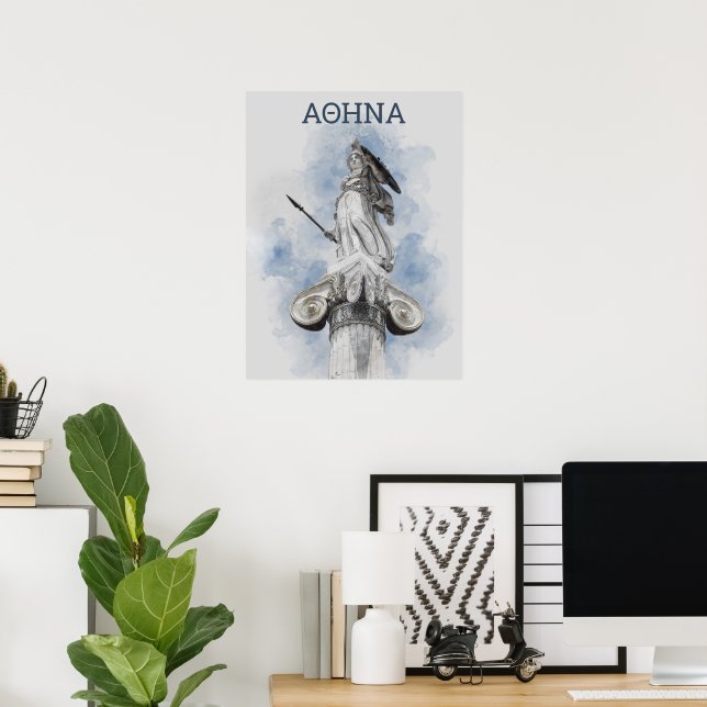 Watercolor Classic Statue Athena Poster (Escritório em casa)