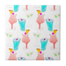 Watercolor Cocktails Drink Pattern Club