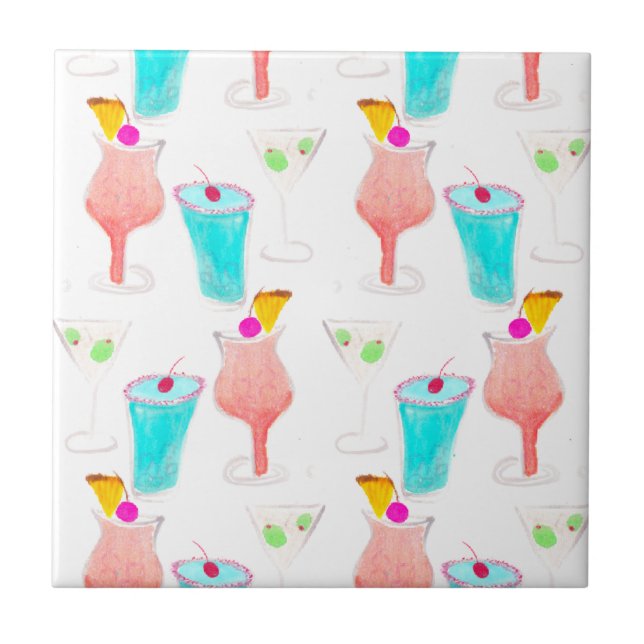 Watercolor Cocktails Drink Pattern Club (Frente)