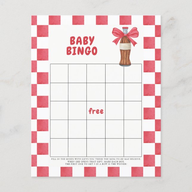 Watercolor Cola Soda Baby Bingo game (Frente)