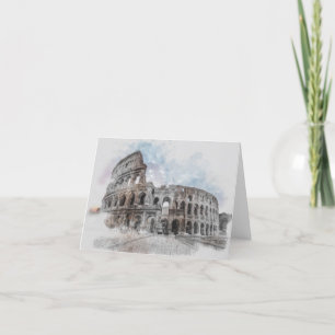 Watercolor Colosseum Roma Cartões de agradecimento