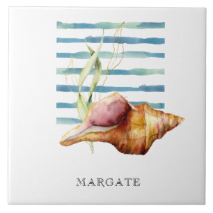 Watercolor CONCH SHELL Coastal Beach MARGATE