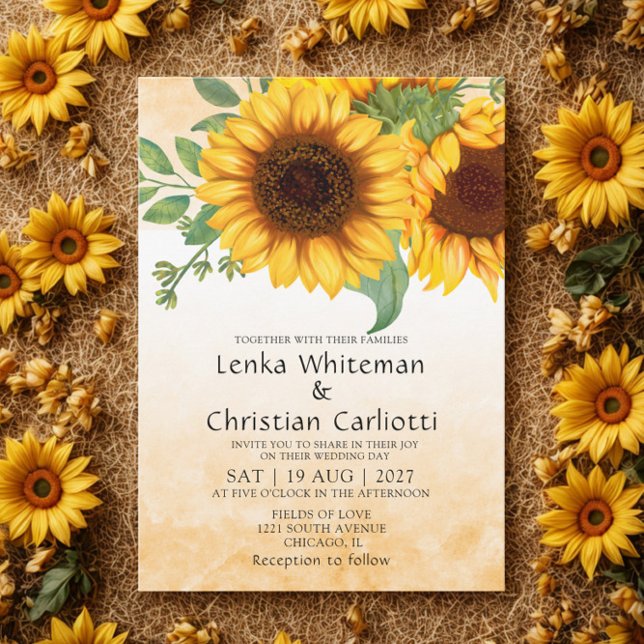 Watercolor Convite para casamento de Sunflower (Criador carregado)