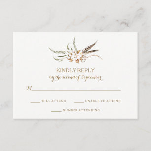 Watercolor Cotton Wreath Feather RSVP Card