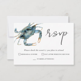 Watercolor Crab Seafood RSVP para Dois Eventos