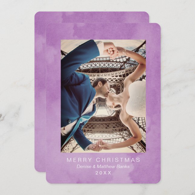 Watercolor Crocus Petal Moderno Cartão de Natal (Frente/Verso)