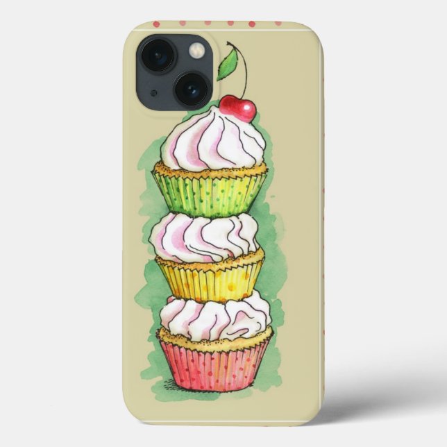 Watercolor cupcakes. Kitchen illustration. (Verso)