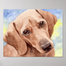 Watercolor Dachshund Art Impressão