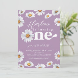 Watercolor Daisy One Girl's First Birthday Convite