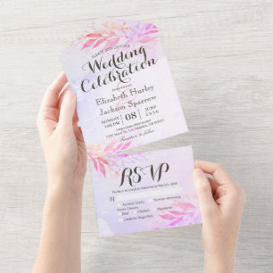 Watercolor Deixa Flores Fuscas Casamento Botânico 