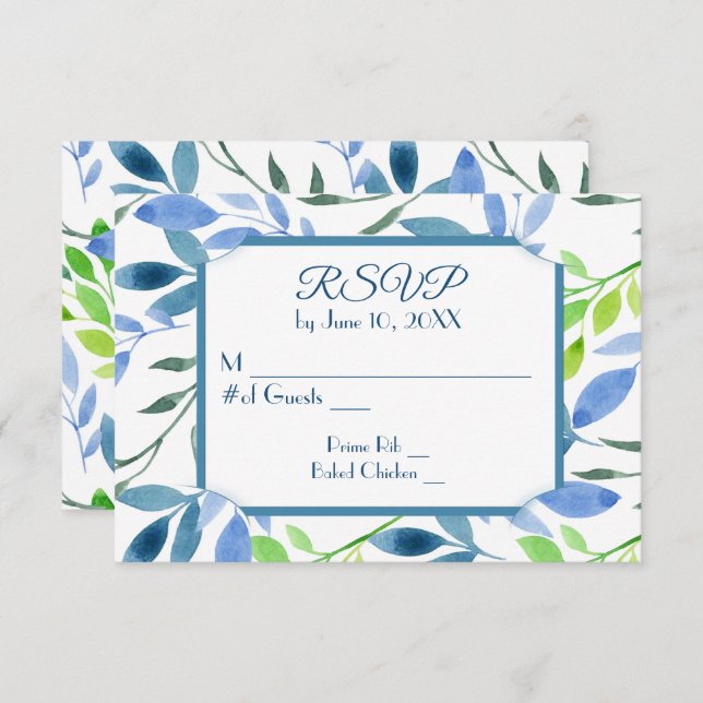 Watercolor deixa RSVP de Casamento (Frente/Verso)