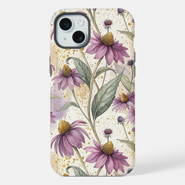 Watercolor Echinacea Purple & Gold (Verso)