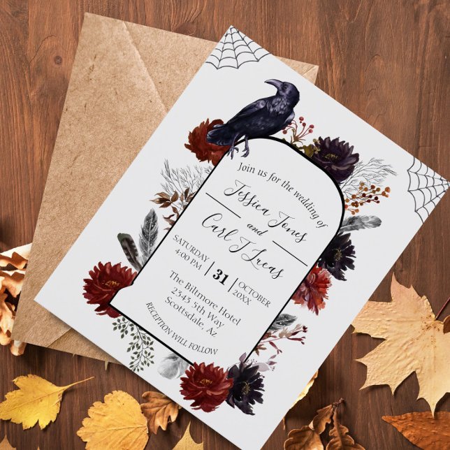 Watercolor Elegant Halloween Floral Boho Feather (Criador carregado)