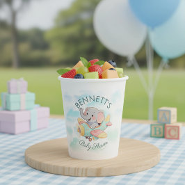 Watercolor Elephant Airplane Baby Shower Cup