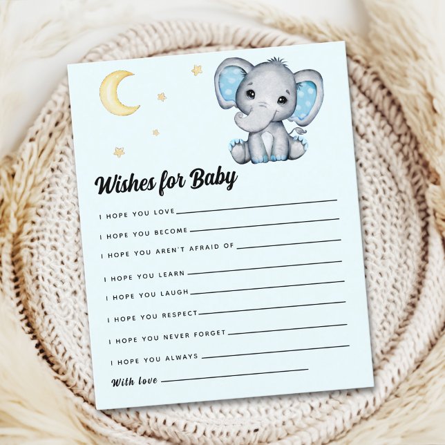 Watercolor Elephant Baby Shower Boy, Blue and Gray (Criador carregado)