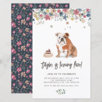 Watercolor English Bulldog Convite Birthday