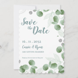 Watercolor Eucalyptus deixa casamento Salvar a dat