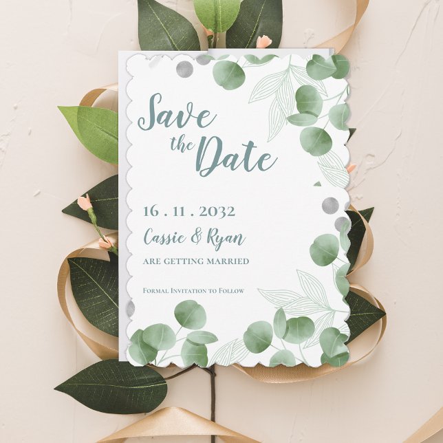 Watercolor Eucalyptus deixa casamento Salvar a dat (Watercolor Eucalyptus Leaves Wedding Save the Date)