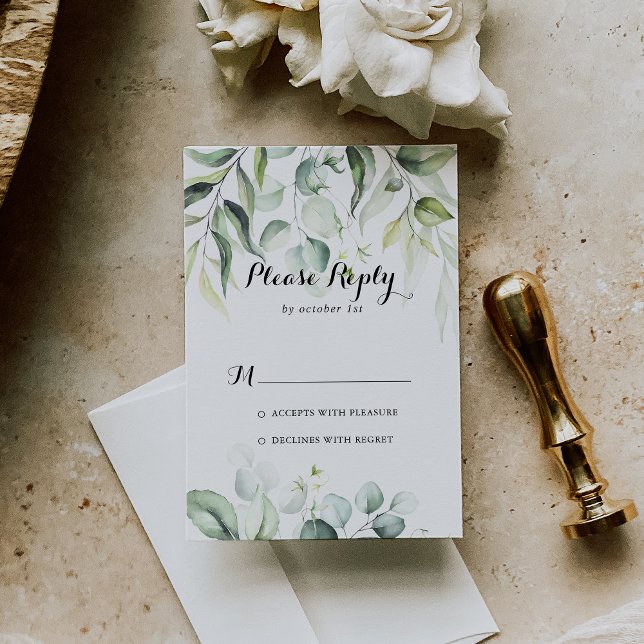 Watercolor Eucalyptus Greenery RSVP (Criador carregado)