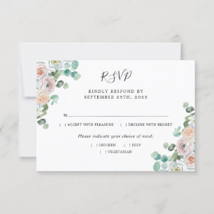 Watercolor Eucalyptus Rosa Botanical Wedding RSVP