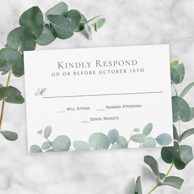 Watercolor Eucalyptus Wedding RSVP (Criador carregado)