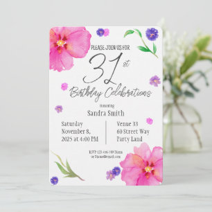 Watercolor Floral 31º Convite de Aniversário
