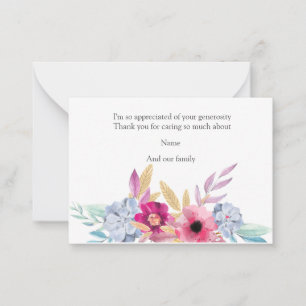 Watercolor Floral Após O Funeral Obrigado Cartões