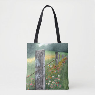 Watercolor floral art tote bag