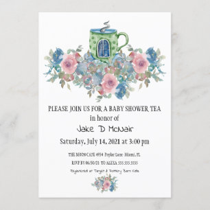 Watercolor Floral Baby Tea Convite de festas