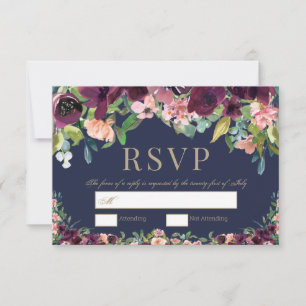 Watercolor Floral Boho Marinho Weding RSVP
