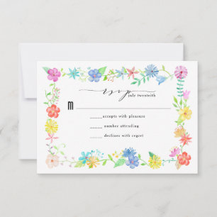 Watercolor Floral Border Weding RSVP