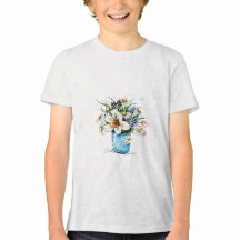 watercolor floral bouquet in blue wase