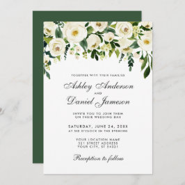 Watercolor Floral Green White Weditation Convite G