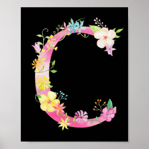 Watercolor Floral - Letra C Poster