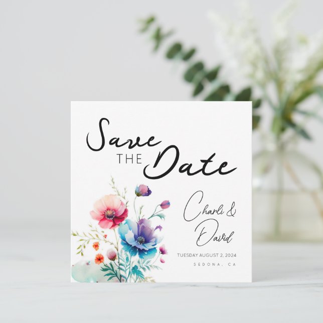 Watercolor Floral Modern Salvar a Data (Em pé/Frente)