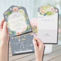 Watercolor Floral no Casamento Azul Dusty