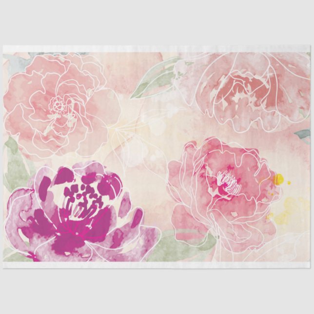 Watercolor Floral - papel para tecidos (Frente )