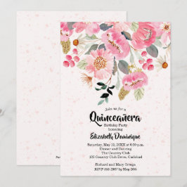 Watercolor Floral Quinceañera - Convites de Aniver