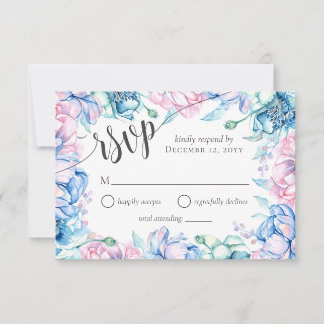 Watercolor Floral Rustic Weditation RSVP (Frente)
