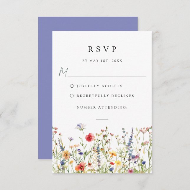 Watercolor Floral Wedding RSVP Card (Frente/Verso)
