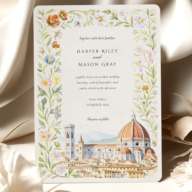 Watercolor Florence Toscany - Convite Para Casamen (Criador carregado)